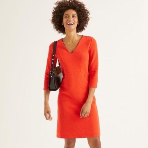 BODEN Ribbed Knit Orange V-Neck Dress NWT - Picture 12 of 12
